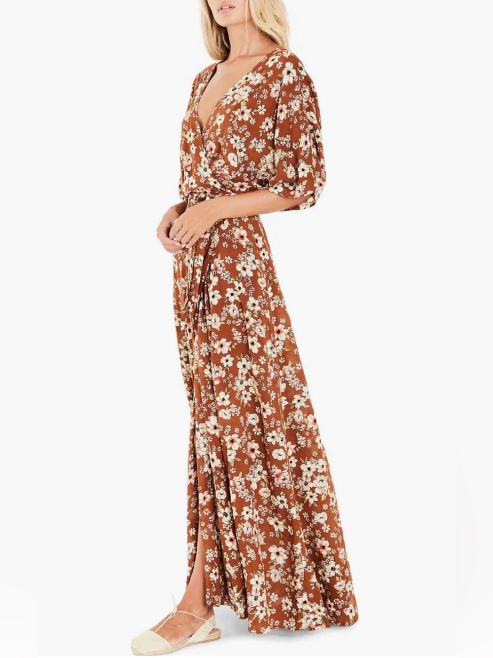 Faithfull the Brand Bergamo Maxi Dress in Cecile Rose Floral Print US 4
